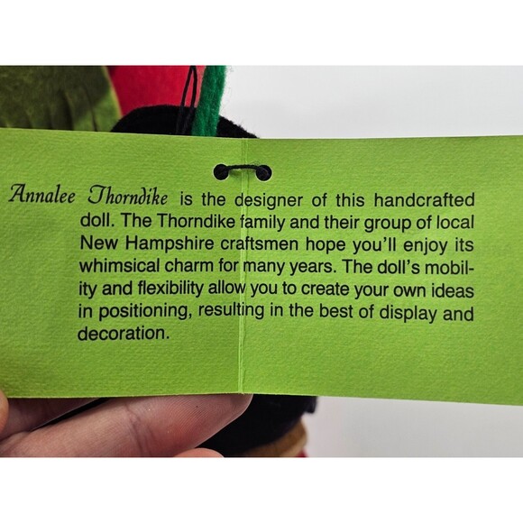 VINTAGE 1980s 14" Annalee Mobilitee Doll Girl Sled Sleigh Christmas Holiday Deco - Picture 8 of 9